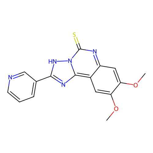 8,9-dimethoxy-2-(pyridin-3-yl)-[1,2,4]triazolo[1,5-c]quinazoline-5(6H)-thione structure
