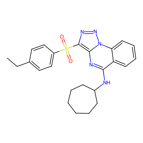 N-cycloheptyl-3-(4-ethylphenyl)sulfonyltriazolo[1,5-a]quinazolin-5-amine structure