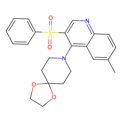 8-[3-(Benzenesulfonyl)-6-methylquinolin-4-yl]-1,4-dioxa-8-azaspiro[4.5]decane structure