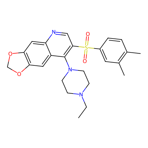 1-[7-(3,4-dimethylbenzenesulfonyl)-2H-[1,3]dioxolo[4,5-g]quinolin-8-yl]-4-ethylpiperazine structure