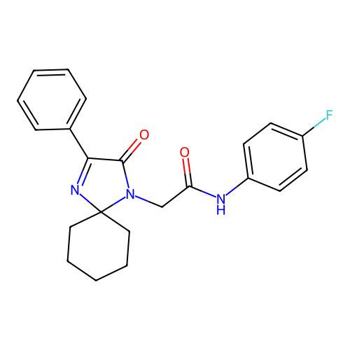 N-(4-Fluorophenyl)-2-{2-oxo-3-phenyl-1,4-diazaspiro[4.5]dec-3-EN-1-YL}acetamide structure