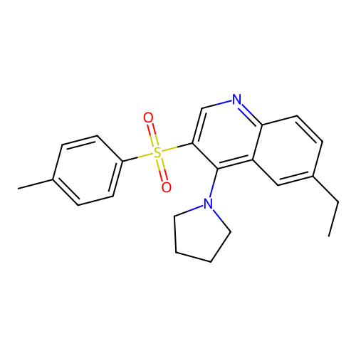 6-Ethyl-3-(4-methylbenzenesulfonyl)-4-(pyrrolidin-1-yl)quinoline structure