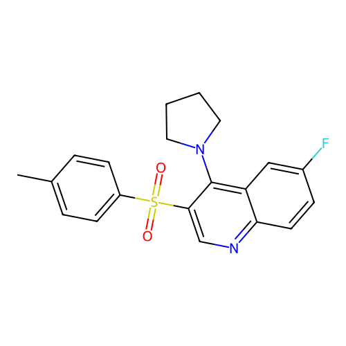 6-Fluoro-3-(4-methylbenzenesulfonyl)-4-(pyrrolidin-1-yl)quinoline structure