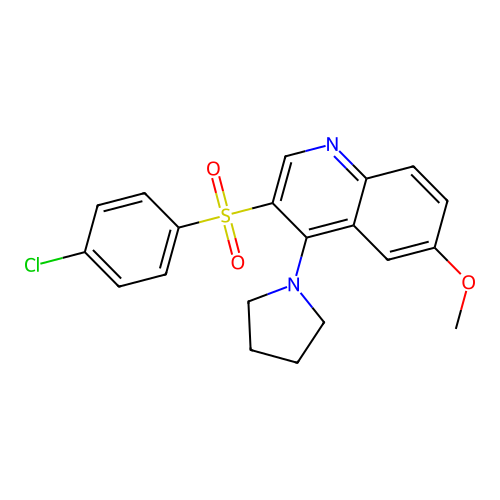 3-(4-Chlorobenzenesulfonyl)-6-methoxy-4-(pyrrolidin-1-yl)quinoline structure