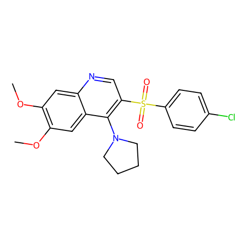 3-(4-Chlorobenzenesulfonyl)-6,7-dimethoxy-4-(pyrrolidin-1-yl)quinoline structure