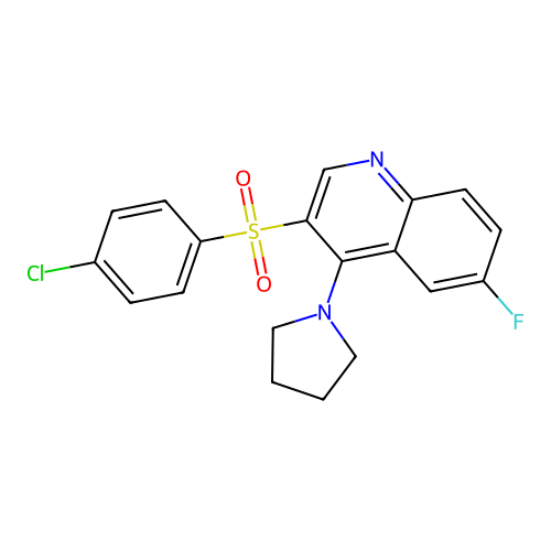 3-(4-Chlorobenzenesulfonyl)-6-fluoro-4-(pyrrolidin-1-yl)quinoline structure