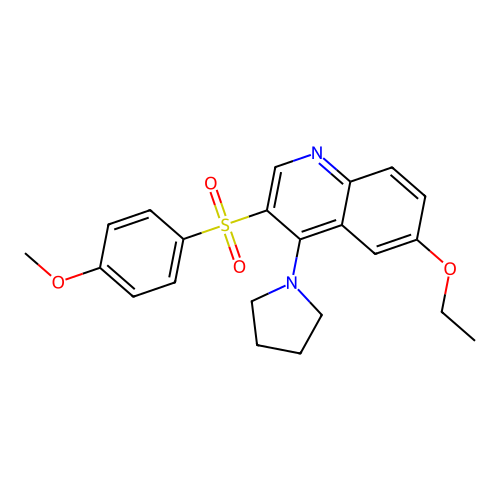 6-Ethoxy-3-(4-methoxybenzenesulfonyl)-4-(pyrrolidin-1-yl)quinoline structure