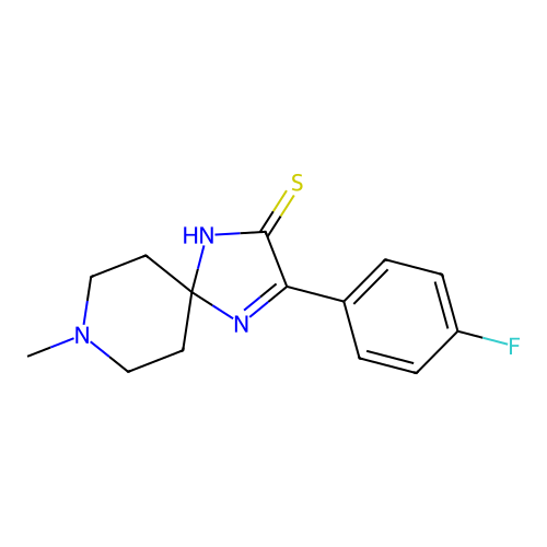 3-(4-Fluorophenyl)-8-methyl-1,4,8-triazaspiro[4.5]dec-3-ene-2-thione structure