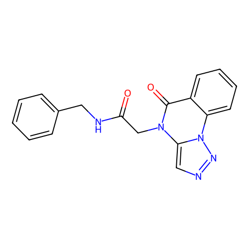N-benzyl-2-{5-oxo-4H,5H-[1,2,3]triazolo[1,5-a]quinazolin-4-yl}acetamide structure