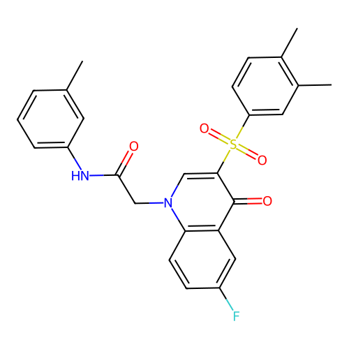 2-[3-(3,4-dimethylbenzenesulfonyl)-6-fluoro-4-oxo-1,4-dihydroquinolin-1-yl]-N-(3-methylphenyl)acetamide structure