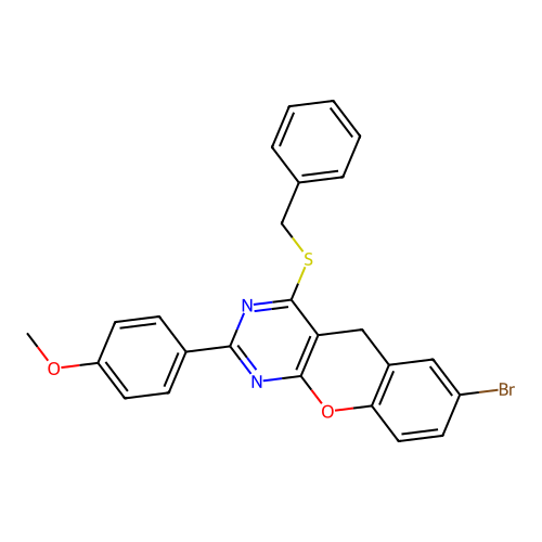 4-(Benzylsulfanyl)-7-bromo-2-(4-methoxyphenyl)-5H-chromeno[2,3-D]pyrimidine structure