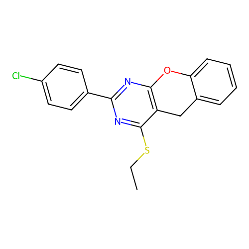 2-(4-chlorophenyl)-4-ethylsulfanyl-5H-chromeno[2,3-d]pyrimidine structure