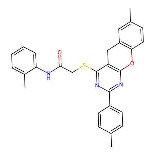 2-{[7-METHYL-2-(4-METHYLPHENYL)-5H-CHROMENO[2,3-D]PYRIMIDIN-4-YL]SULFANYL}-N-(2-METHYLPHENYL)ACETAMIDE structure