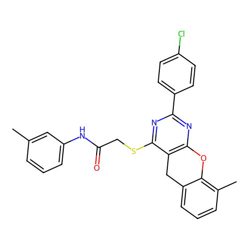 2-{[2-(4-chlorophenyl)-9-methyl-5H-chromeno[2,3-d]pyrimidin-4-yl]sulfanyl}-N-(3-methylphenyl)acetamide structure