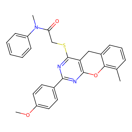 2-{[2-(4-METHOXYPHENYL)-9-METHYL-5H-CHROMENO[2,3-D]PYRIMIDIN-4-YL]SULFANYL}-N-METHYL-N-PHENYLACETAMIDE structure