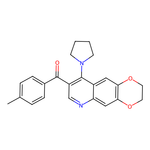 1-[8-(4-methylbenzoyl)-2H,3H-[1,4]dioxino[2,3-g]quinolin-9-yl]pyrrolidine structure