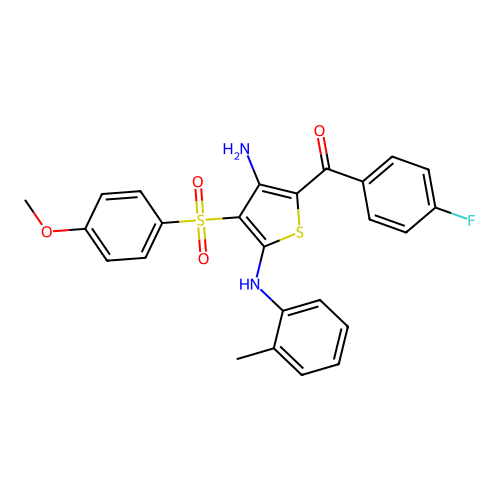 5-(4-FLUOROBENZOYL)-3-(4-METHOXYBENZENESULFONYL)-N2-(2-METHYLPHENYL)THIOPHENE-2,4-DIAMINE structure