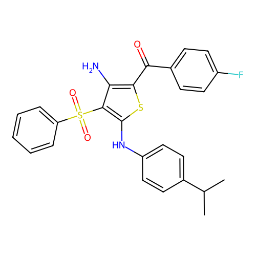 3-(benzenesulfonyl)-5-(4-fluorobenzoyl)-N2-[4-(propan-2-yl)phenyl]thiophene-2,4-diamine structure