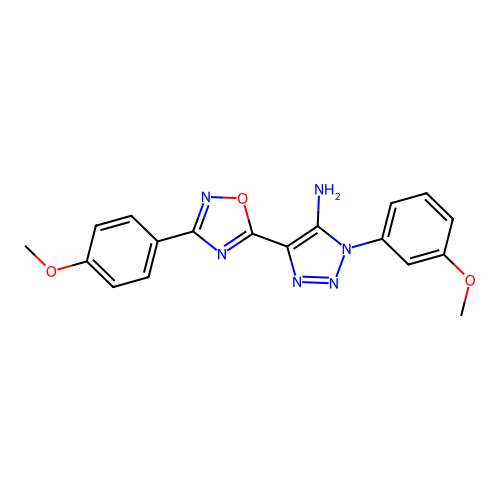 1-(3-methoxyphenyl)-4-[3-(4-methoxyphenyl)-1,2,4-oxadiazol-5-yl]-1H-1,2,3-triazol-5-amine structure