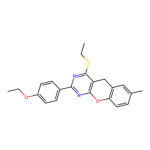 2-(4-ethoxyphenyl)-4-ethylsulfanyl-7-methyl-5H-chromeno[2,3-d]pyrimidine structure
