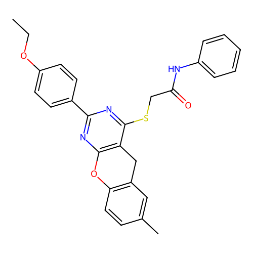 2-{[2-(4-ETHOXYPHENYL)-7-METHYL-5H-CHROMENO[2,3-D]PYRIMIDIN-4-YL]SULFANYL}-N-PHENYLACETAMIDE structure