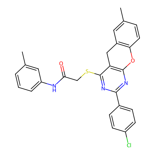 2-{[2-(4-CHLOROPHENYL)-7-METHYL-5H-CHROMENO[2,3-D]PYRIMIDIN-4-YL]SULFANYL}-N-(3-METHYLPHENYL)ACETAMIDE structure