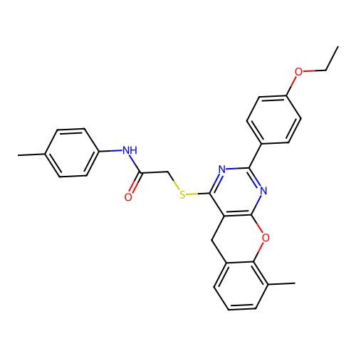 2-{[2-(4-ETHOXYPHENYL)-9-METHYL-5H-CHROMENO[2,3-D]PYRIMIDIN-4-YL]SULFANYL}-N-(4-METHYLPHENYL)ACETAMIDE structure
