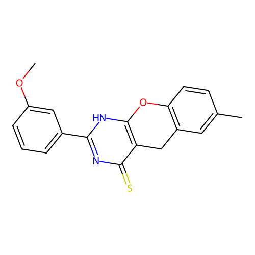 2-(3-Methoxyphenyl)-7-methyl-1,5-dihydrochromeno[2,3-d]pyrimidine-4-thione structure