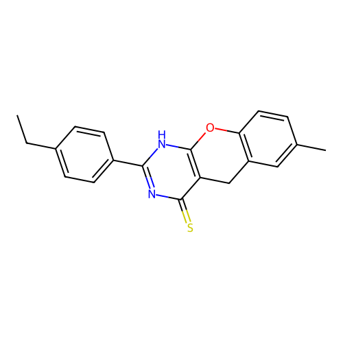 2-(4-ethylphenyl)-7-methyl-3H-chromeno[2,3-d]pyrimidine-4(5H)-thione structure
