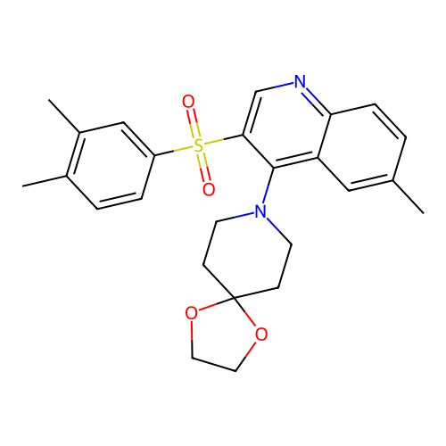 8-[3-(3,4-DIMETHYLBENZENESULFONYL)-6-METHYLQUINOLIN-4-YL]-1,4-DIOXA-8-AZASPIRO[4.5]DECANE structure