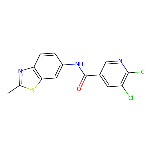 5,6-dichloro-N-(2-methyl-1,3-benzothiazol-6-yl)pyridine-3-carboxamide structure