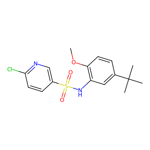 N-(5-tert-butyl-2-methoxyphenyl)-6-chloropyridine-3-sulfonamide structure