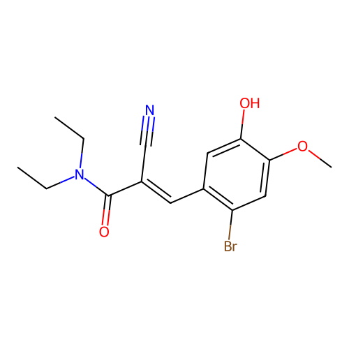 3-(2-bromo-5-hydroxy-4-methoxyphenyl)-2-cyano-N,N-diethylprop-2-enamide structure