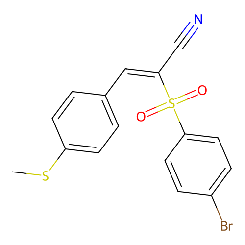 (Z)-2-[(4-bromophenyl)sulfonyl]-3-[4-(methylsulfanyl)phenyl]-2-propenenitrile structure