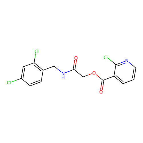 {[(2,4-Dichlorophenyl)methyl]carbamoyl}methyl 2-chloropyridine-3-carboxylate structure