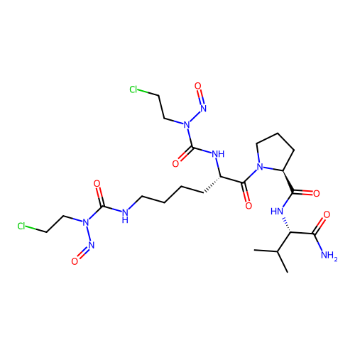 L-Valinamide, N(sup 2),N(sup 6)-bis(((2-chloroethyl)nitrosoamino)carbonyl)-L-lysyl-L-prolyl- structure