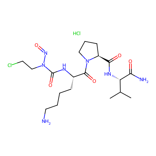 N(sup 2)-(((2-Chloroethyl)nitrosoamino)carbonyl)-L-lysyl-L-prolyl-L-valinamide hydrochloride structure