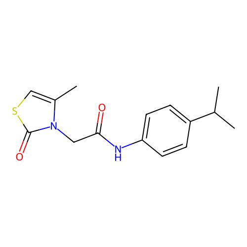2-(4-methyl-2-oxo-1,3-thiazol-3-yl)-N-(4-propan-2-ylphenyl)acetamide structure