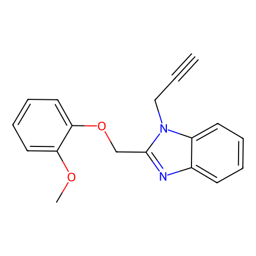 2-[(2-methoxyphenoxy)methyl]-1-(prop-2-yn-1-yl)-1H-1,3-benzodiazole structure