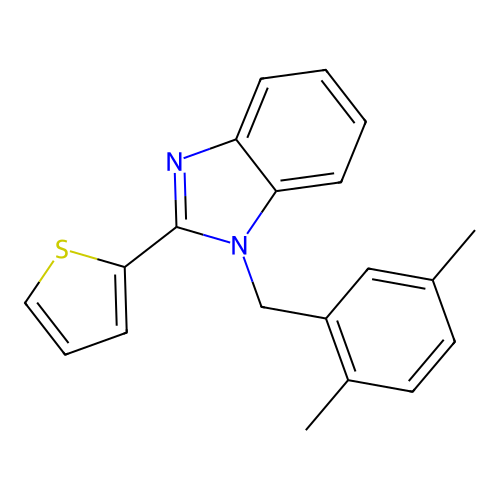1-(2,5-dimethylbenzyl)-2-(thiophen-2-yl)-1H-benzimidazole structure