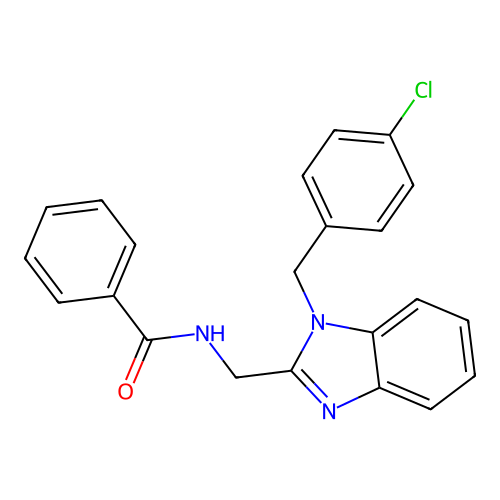 N-({1-[(4-chlorophenyl)methyl]benzimidazol-2-yl}methyl)benzamide structure