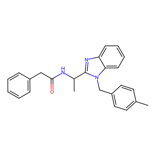 N-({1-[(4-methylphenyl)methyl]benzimidazol-2-yl}ethyl)-2-phenylacetamide structure