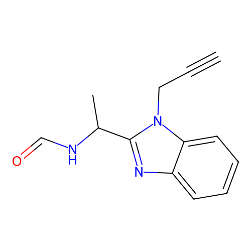 N-[1-(1-prop-2-ynylbenzimidazol-2-yl)ethyl]formamide structure