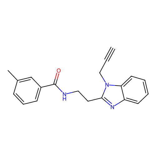 3-methyl-N-[2-(1-prop-2-ynylbenzimidazol-2-yl)ethyl]benzamide structure