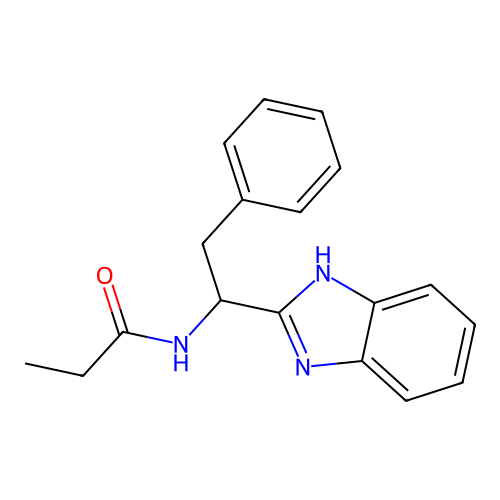 N-[1-(1H-benzimidazol-2-yl)-2-phenylethyl]propanamide structure