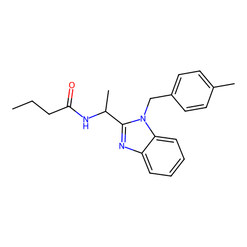 N-[1-[1-[(4-methylphenyl)methyl]benzimidazol-2-yl]ethyl]butanamide structure