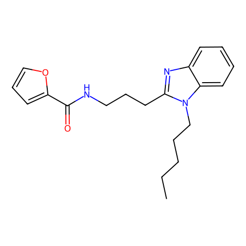 N-[3-(1-pentyl-1H-benzimidazol-2-yl)propyl]furan-2-carboxamide structure