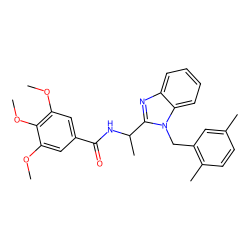 N-(1-(1-(2,5-dimethylbenzyl)-1H-benzo[d]imidazol-2-yl)ethyl)-3,4,5-trimethoxybenzamide structure