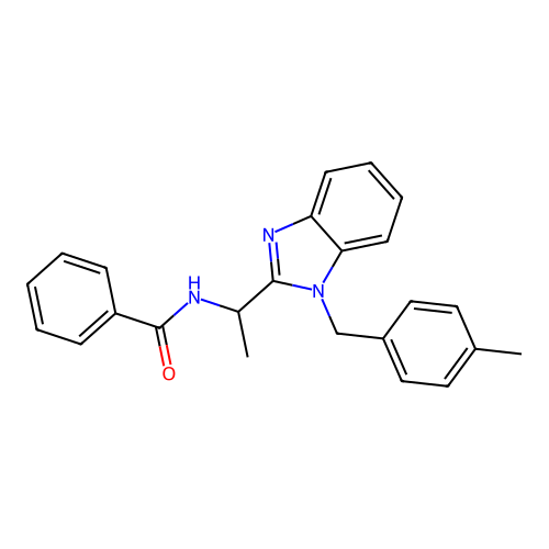 N-({1-[(4-methylphenyl)methyl]benzimidazol-2-yl}ethyl)benzamide structure