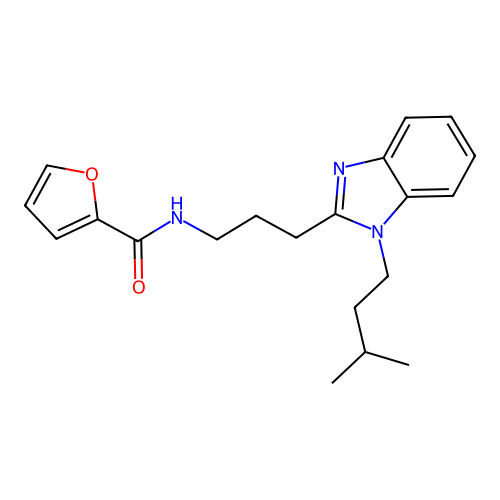 N-{3-[1-(3-methylbutyl)-1H-benzimidazol-2-yl]propyl}furan-2-carboxamide structure